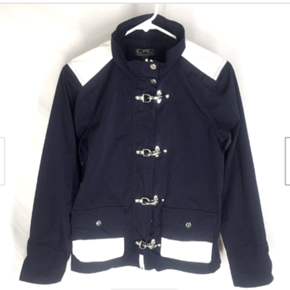 Ralph Lauren Active Nautical Lobster Clasp Jacket Navy Blue Size Petite Medium